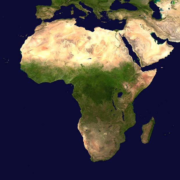 Africa by Day. / Courtesy National Aeronautics & Space Administration (NASA).